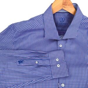 Bugatchi Uomo Men's Dress Shirt Long Sleeve Purple Blue Patterned 18.5 36/37 NWT